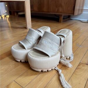 WOLF Cream Platform Heels for Women